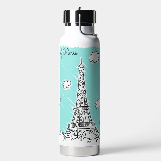 Botella De Agua Nombre personalizado de la Torre Eiffel (Izquierda)