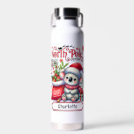 Botella De Agua Nombre personalizado de las navidades de Koala<br><div class="desc">Las botellas de agua de las Navidades de nombre personalizado de Cute Koala presentan un bonito Koala con un sombrero de Santa y una bufanda con un saco de Santa. Perfecto para regalos de Navidades,  fiestas de Navidades y celebraciones de feriados,  cumpleaños y más. Creado por Evco Studio www.zazzle.com/store/evcostudio</div>