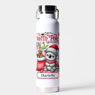 Botella De Agua Nombre personalizado de las navidades de Koala