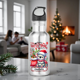 Botella De Agua Nombre personalizado de las navidades de Koala