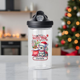 Botella De Agua Nombre personalizado de las navidades de Koala