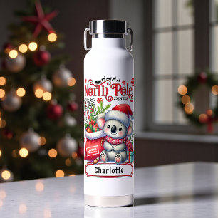 Botella De Agua Nombre personalizado de las navidades de Koala