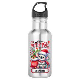 Botella De Agua Nombre personalizado de las navidades de Koala