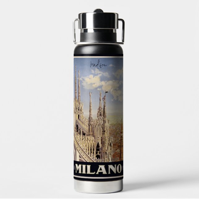 Botella De Agua Nombre personalizado de Milano (Milán) (Reverso)