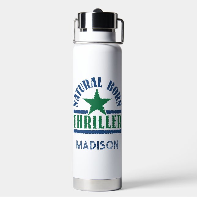 Botella De Agua Nombre personalizado de Natural Born Thriller (Reverso)