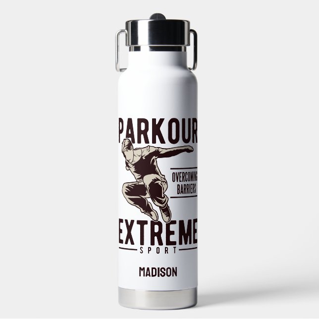 Botella De Agua Nombre personalizado de PARKOUR (Frente)