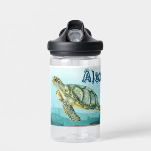 Botella De Agua Nombre personalizado de tortuga de mar