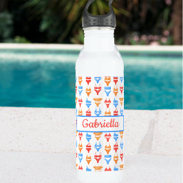 Botella De Agua Nombre Personalizado de Verano de Piscina de Playa
