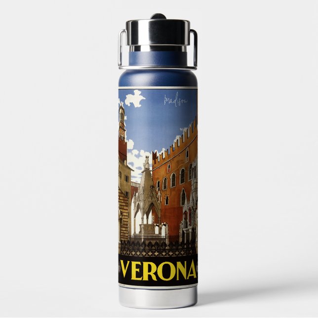 Botella De Agua Nombre personalizado de Verona Italy (Reverso)