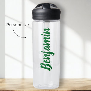 Botella De Agua Nombre personalizado del guión verde