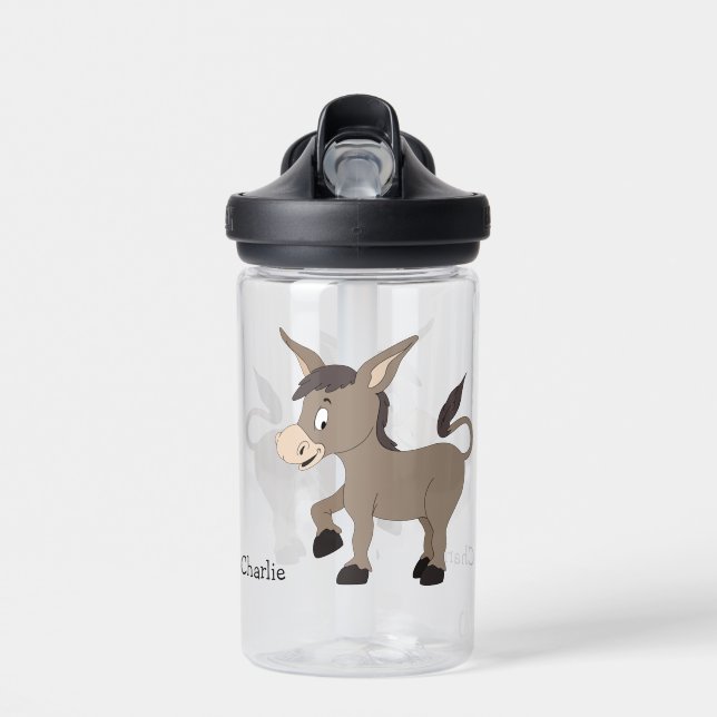 Botella De Agua Nombre personalizado del ilustracion de burro (Delante)