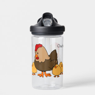 Botella De Agua Nombre personalizado del ilustracion de pollo