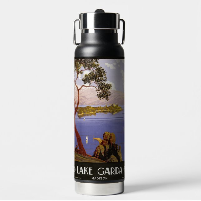 Botella De Agua Nombre personalizado del lago Garda Italia (Frente)