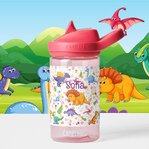 Botella De Agua Nombre personalizado del niño pequeño de dinosauri