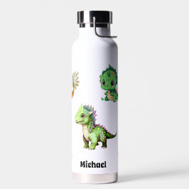 Botella De Agua Nombre personalizado del patrón de dinosaurios de 
