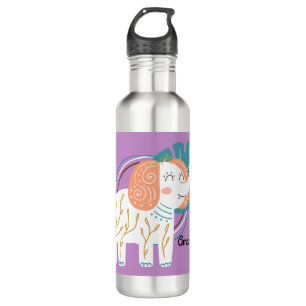 Botella De Agua Nombre personalizado del pequeño elefante Boho