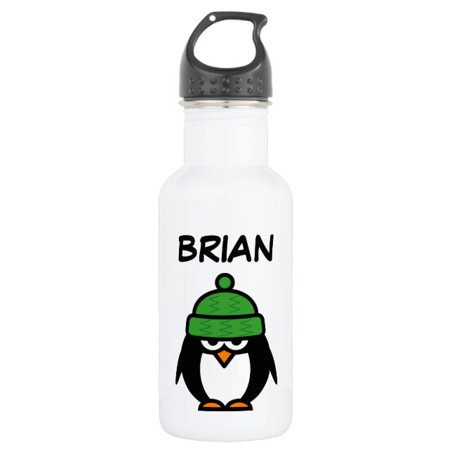 Botella De Agua Nombre personalizado del personalizado de pingüino (Anverso)