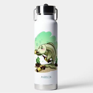 Botella De Agua Nombre personalizado del pescado que bebe