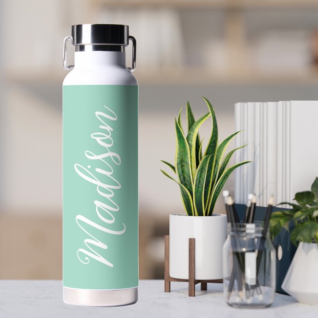 Botella De Agua Nombre personalizado del verde marino de moda (Subido por el creador)