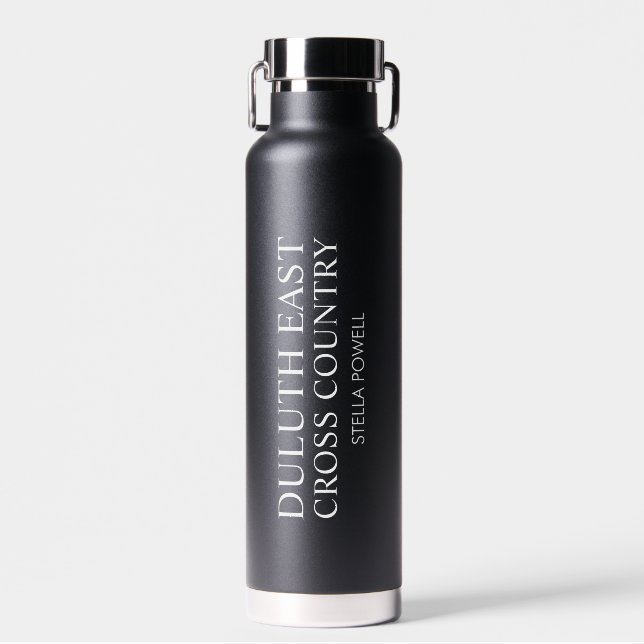 Botella De Agua Nombre personalizado Deportes negros (Delantero)