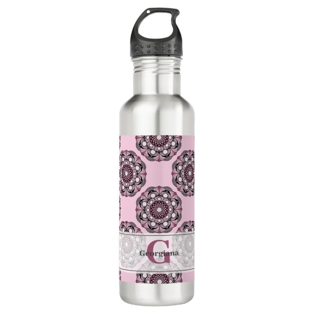 Botella De Agua Nombre personalizado Dusky Rosa Cherry Blossom Dot (Anverso)