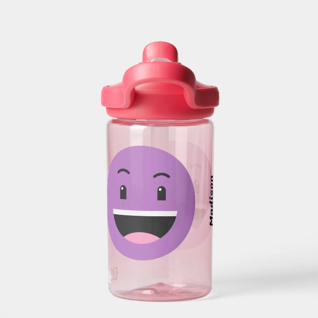 Botella De Agua Nombre personalizado Emoticon divertido (Parte trasera)