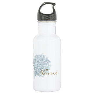Botella De Agua Nombre personalizado en Hydrangea