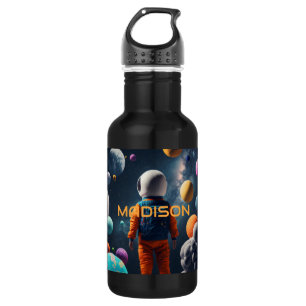 Botella De Agua Nombre personalizado Espacio de fantasía Kid