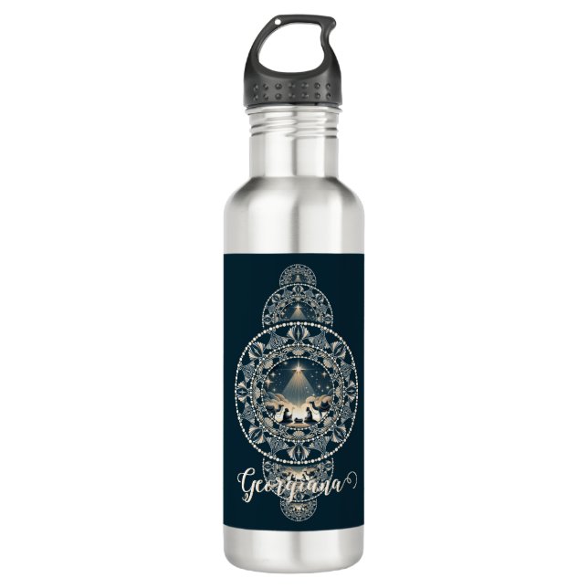 Botella De Agua Nombre personalizado Estrella sagrada del Mandala  (Anverso)