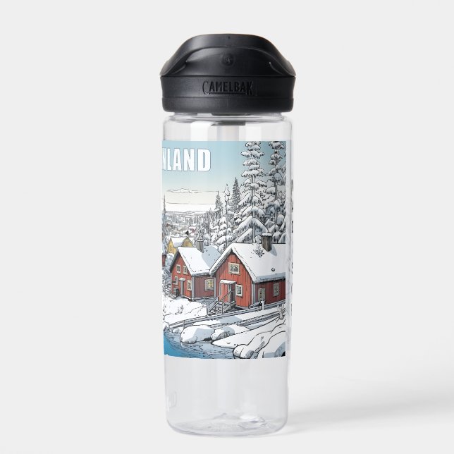 Botella De Agua Nombre personalizado Finlandia Ilustracion de invi (Atrás)