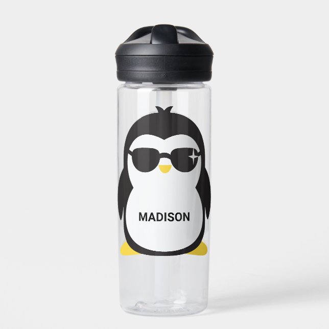 Botella De Agua Nombre personalizado Frasco de agua Guay Pingüino (Delante)