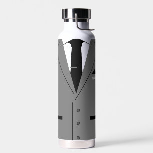 Botella De Agua Nombre personalizado Funny Water Bottle Gray Suit
