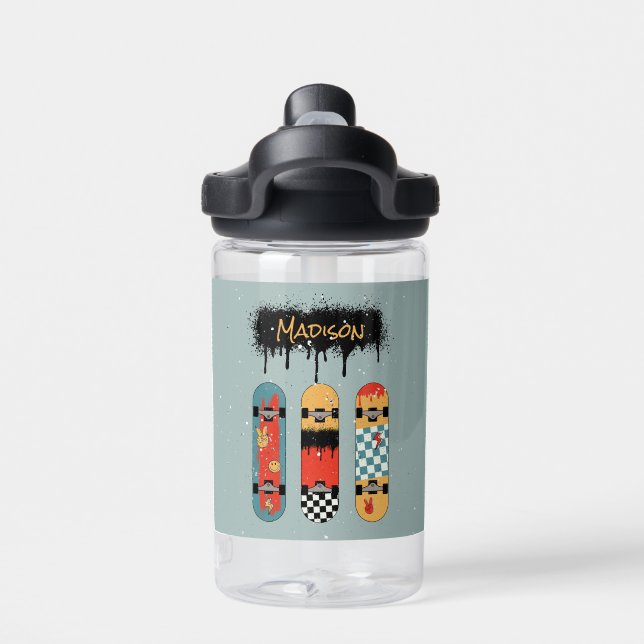 Botella De Agua Nombre personalizado Guay azul para el tablero de  (Parte trasera)