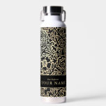 Botella De Agua Nombre personalizado Guay Gold de lujo profesional<br><div class="desc">Botella de agua Guay Gold Black Custom Name,  de lujo profesional,  con decoración barroca de oro sobre fondo negro. Crea tu propia botella de agua elegante y sofisticada. lujo,  Relieve metalizado dorado,  negro,  invitaciones,  tipografía,  fiesta de navidades,  elegante empresa,  navidades de oro</div>