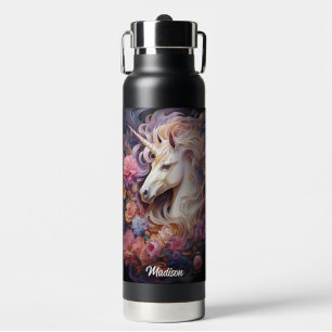 Botella De Agua Nombre personalizado hermoso unicornio