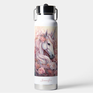 Botella De Agua Nombre personalizado hermoso unicornio