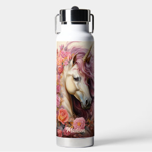 Botella De Agua Nombre personalizado hermoso unicornio