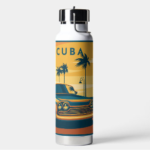 Botella De Agua Nombre personalizado Ilustracion del coche de Cuba
