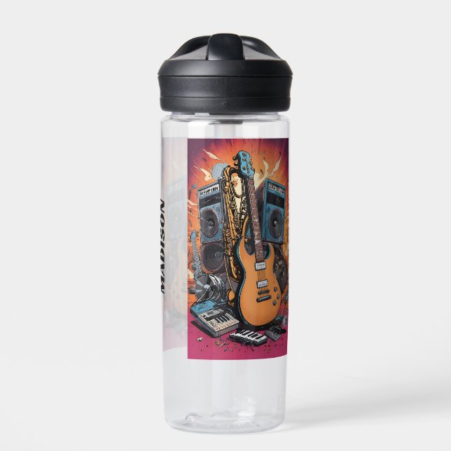 Botella De Agua Nombre personalizado Instrumentos musicales (Delante)