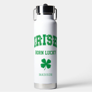 Botella De Agua Nombre personalizado irlandés nacido con suerte