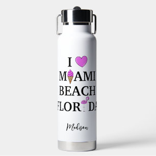 Botella De Agua Nombre personalizado lindo Miami Beach