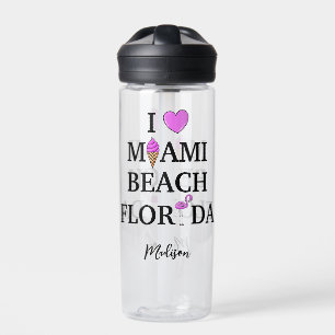 Botella De Agua Nombre personalizado lindo Miami Beach