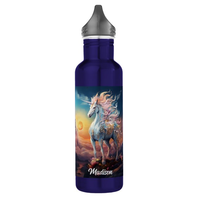 Botella De Agua Nombre personalizado lindo unicornio (Izquierda)