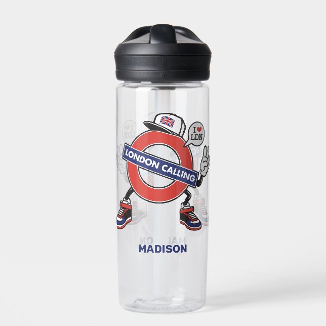 Botella De Agua Nombre personalizado London Calling (Delante)