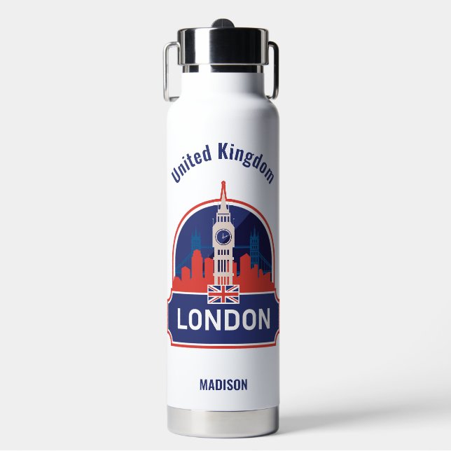 Botella De Agua Nombre personalizado Londres (Frente)