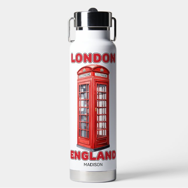 Botella De Agua Nombre personalizado Londres Inglaterra (Frente)