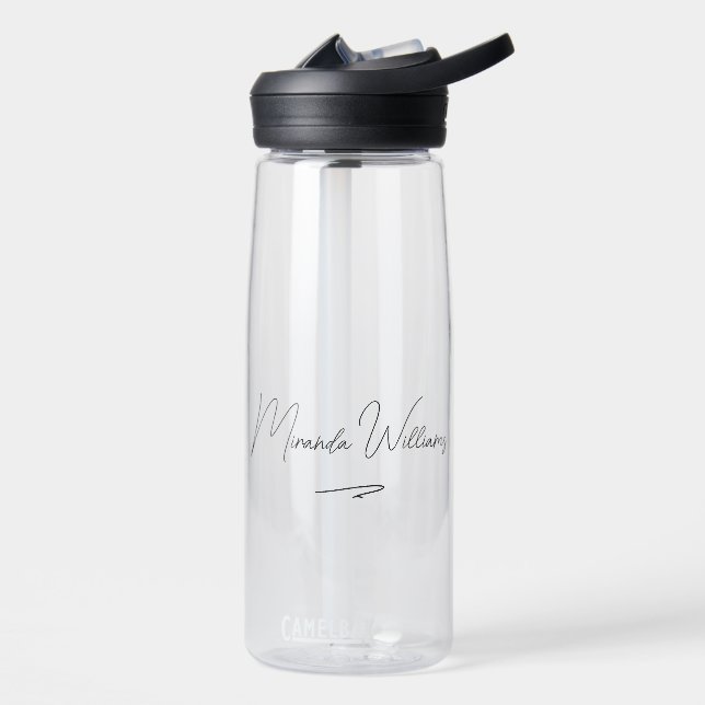 Botella De Agua Nombre personalizado minimalista elegante manuscri (Izquierdo)