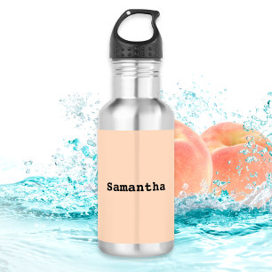 Botella De Agua Nombre personalizado minimalista simple melocotón 