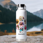 Botella De Agua Nombre personalizado moderno de varios Collages de<br><div class="desc">La botella de agua aislada de nombre moderno multiCollage de fotos incluye un collage de fotos de tus fotos favoritas en forma de hexágono. Personalizado con tu nombre en escritura negra moderna. Perfecto para cumpleaños, Navidades, Día de la Madre, Día del Padre, Abuelos, hermano, hermana, mejor amigo y más. FOTO...</div>