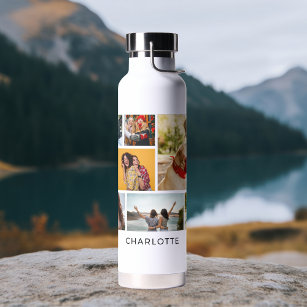 Botella De Agua Nombre personalizado moderno de varios Collages de